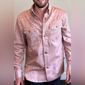 Versace Pink Iridescent Allover Overshirt Vinyl